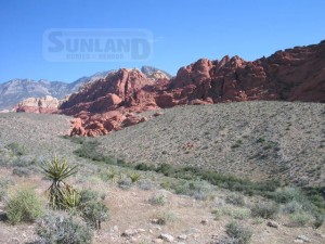 The scenic drive winds by red rock splendor